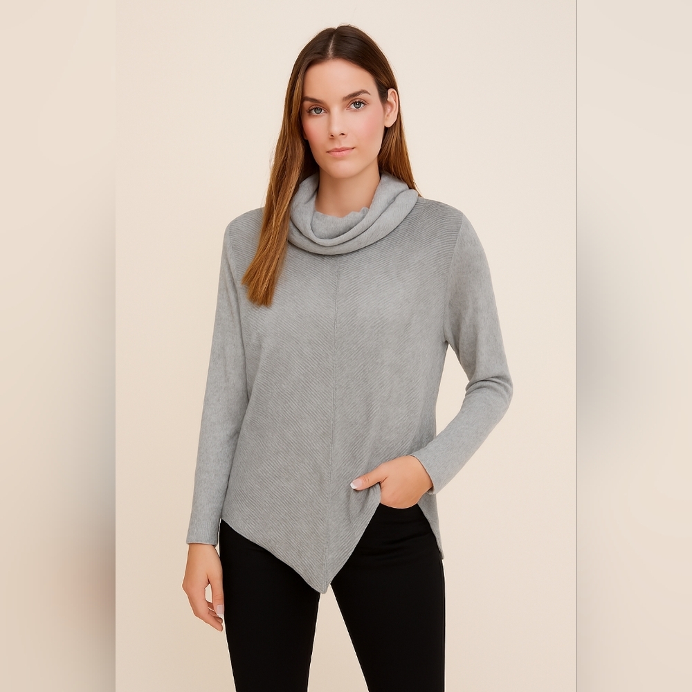 AGV Elegant Heather Gray Women's Cowl Neck Sweater